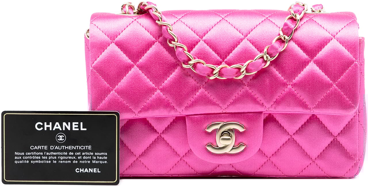 Chanel Mini Rectangular Classic Satin Single Flap Roze