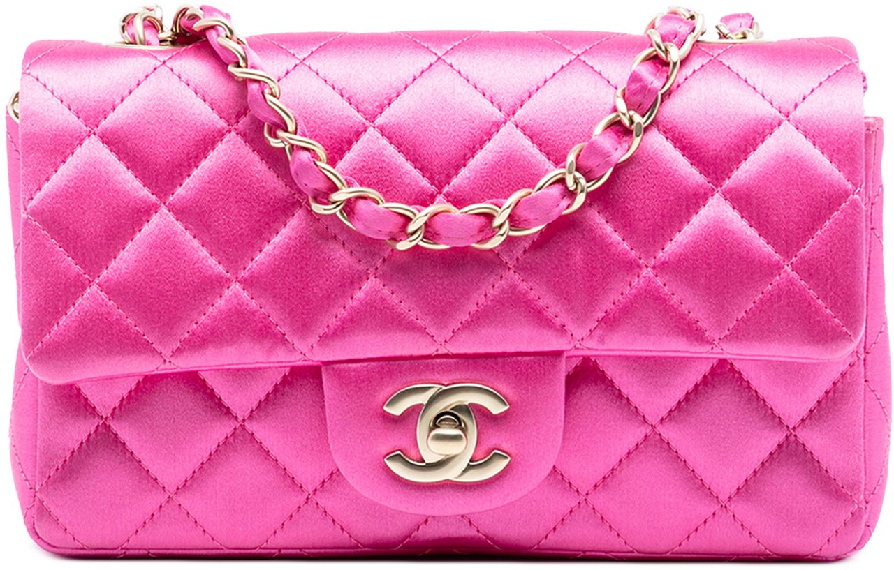 Chanel Mini Rectangular Classic Satin Single Flap Roze