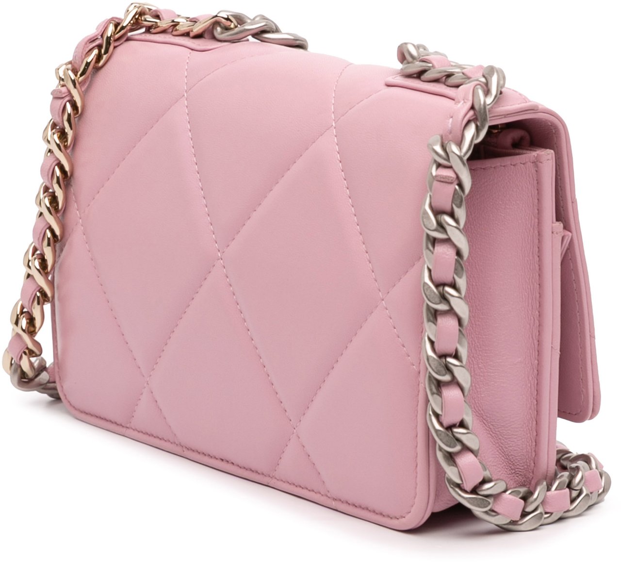CHANEL 25S WALLET ON CHAIN 19 IN METALLIC PURPLE LAMBSKIN