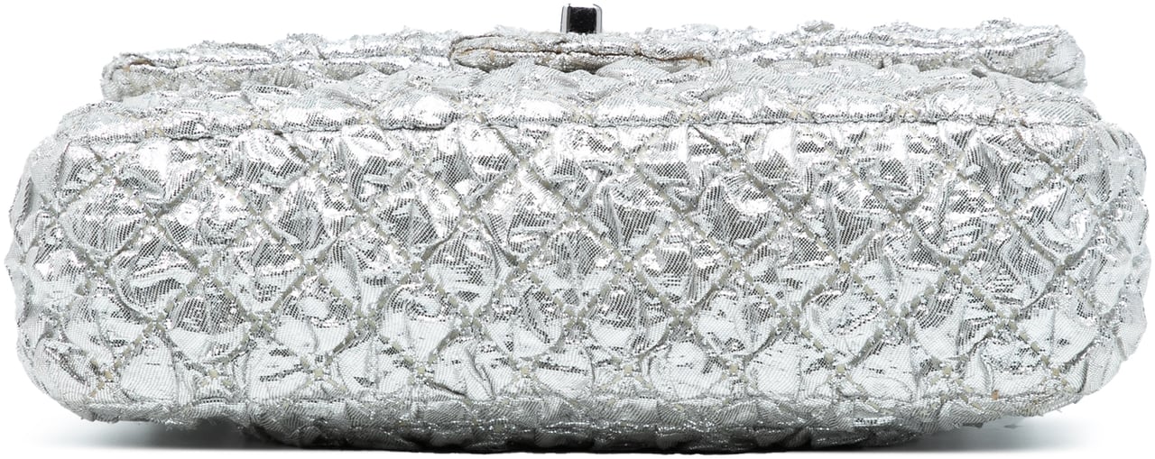 Chanel Small Classic Metallic Lame Bijoux Chain Double Flap Zilver