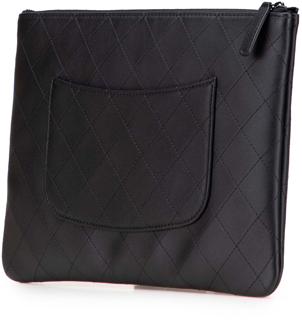 Chanel Medium Stitched Calfskin CC Cosmetic Case Zwart