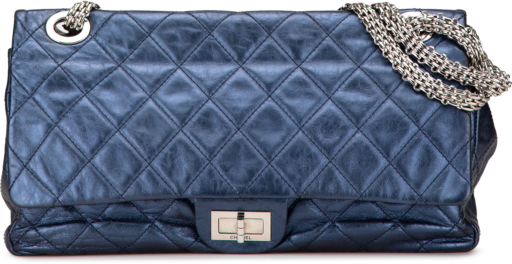 Chanel Reissue 2.55 Aged Metallic Calfskin Flap 226 Blauw
