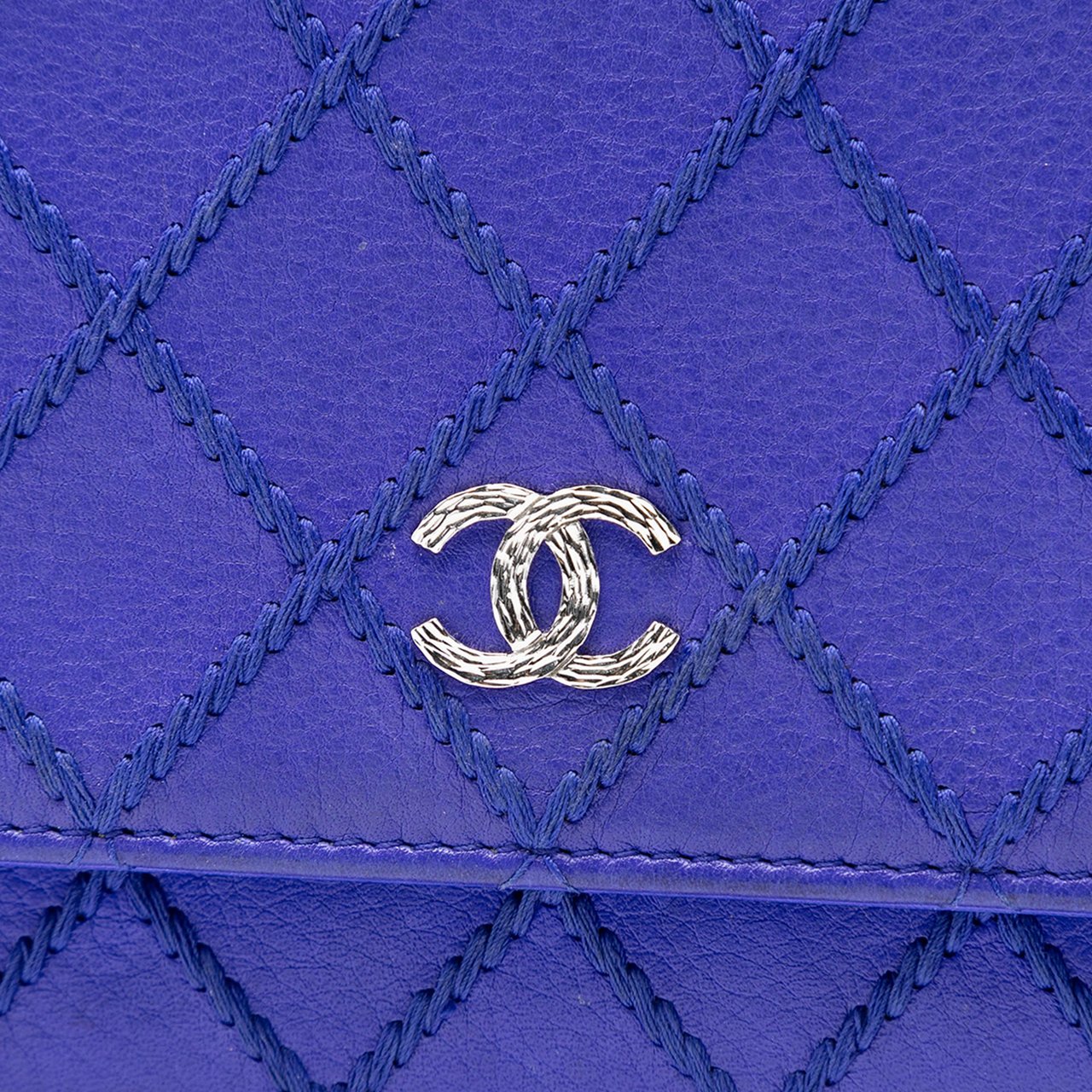 Chanel CC Quilted Calfskin Fancy Wallet On Chain Blauw