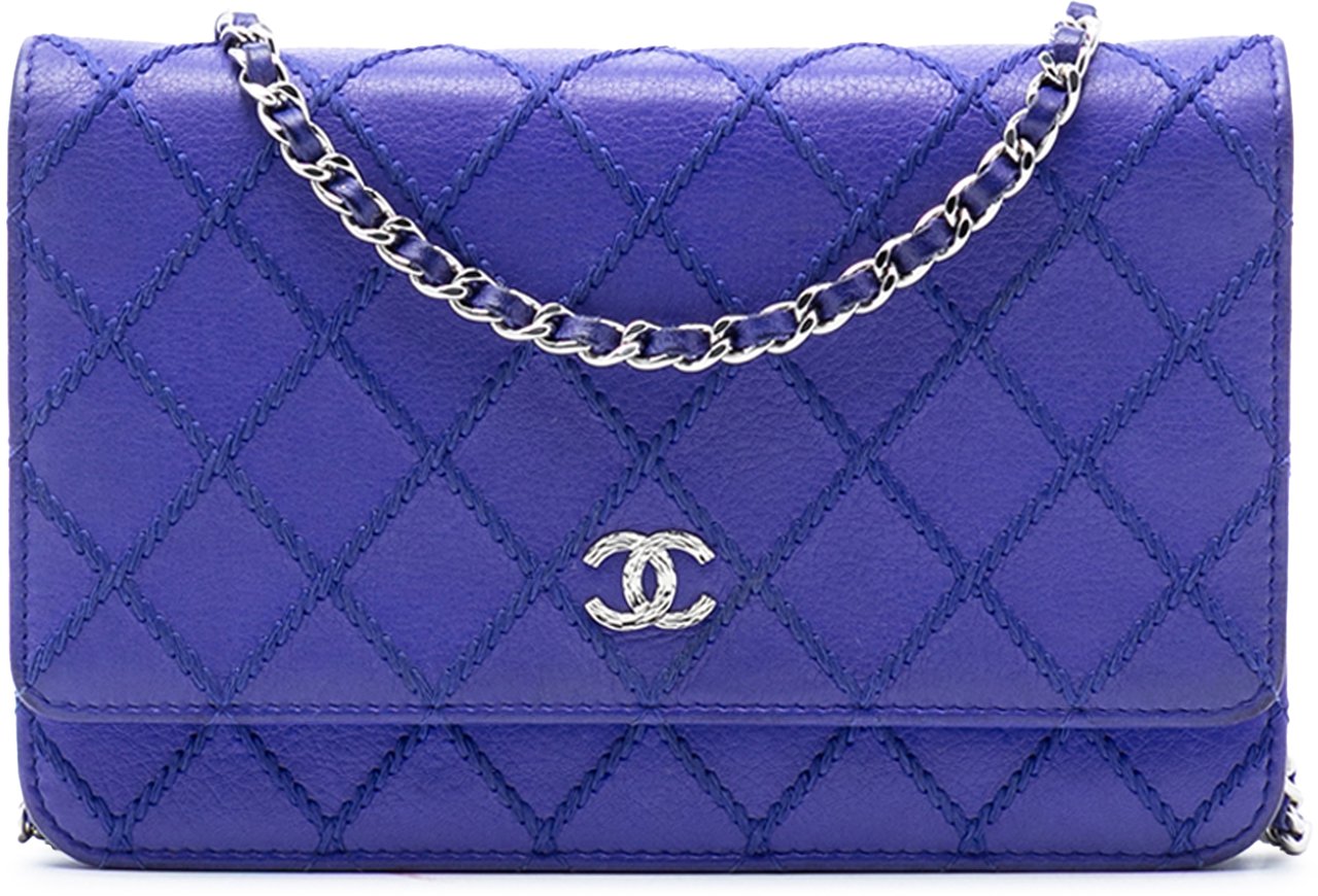 Chanel CC Quilted Calfskin Fancy Wallet On Chain Blauw