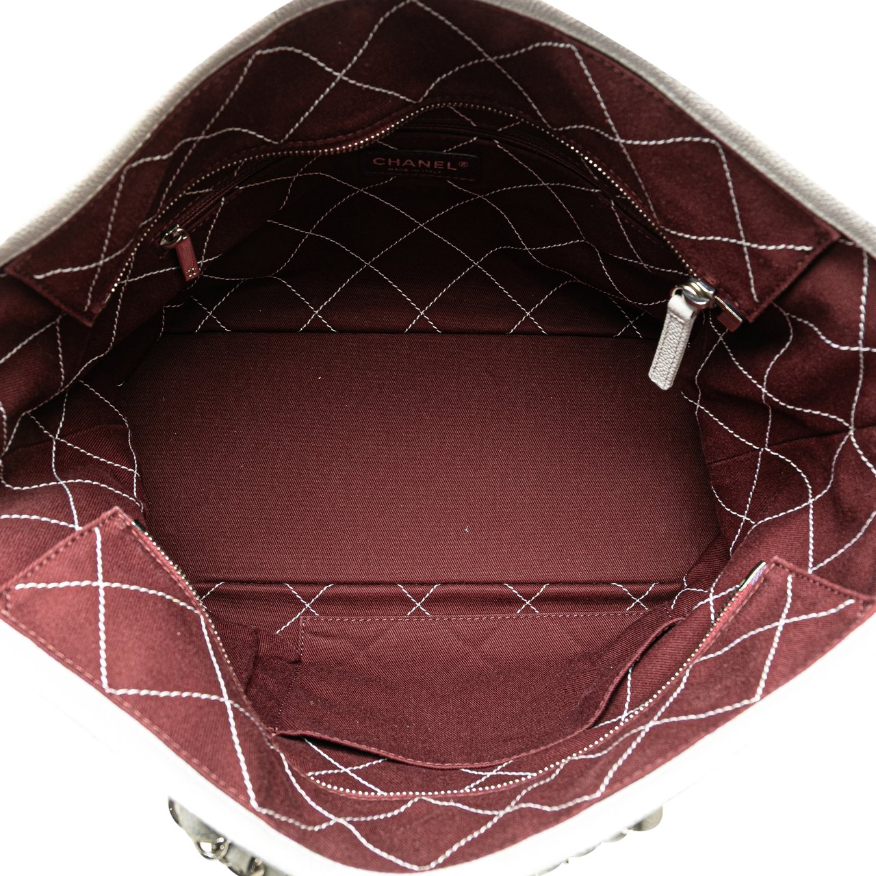 Chanel Small Quilted Caviar Daily Shopping Tote Grijs