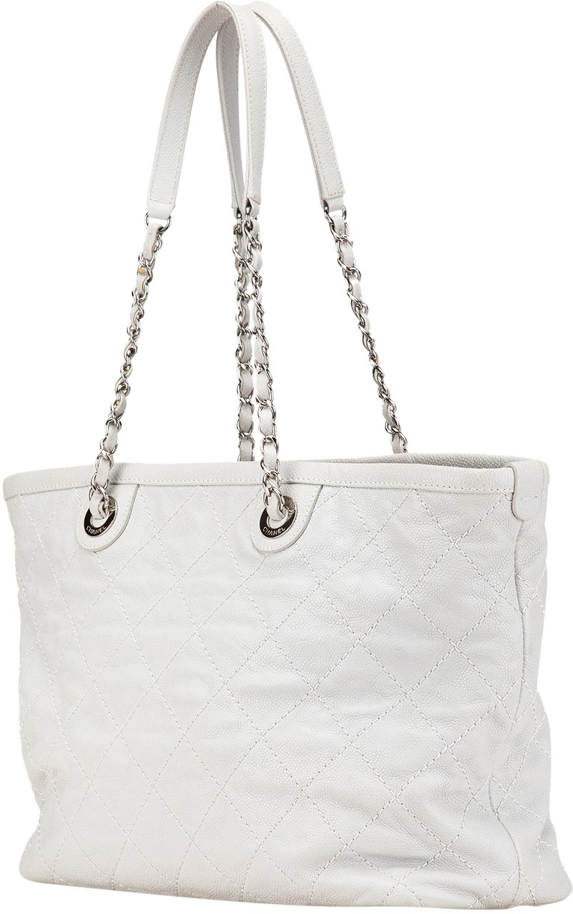 Chanel Small Quilted Caviar Daily Shopping Tote Grijs