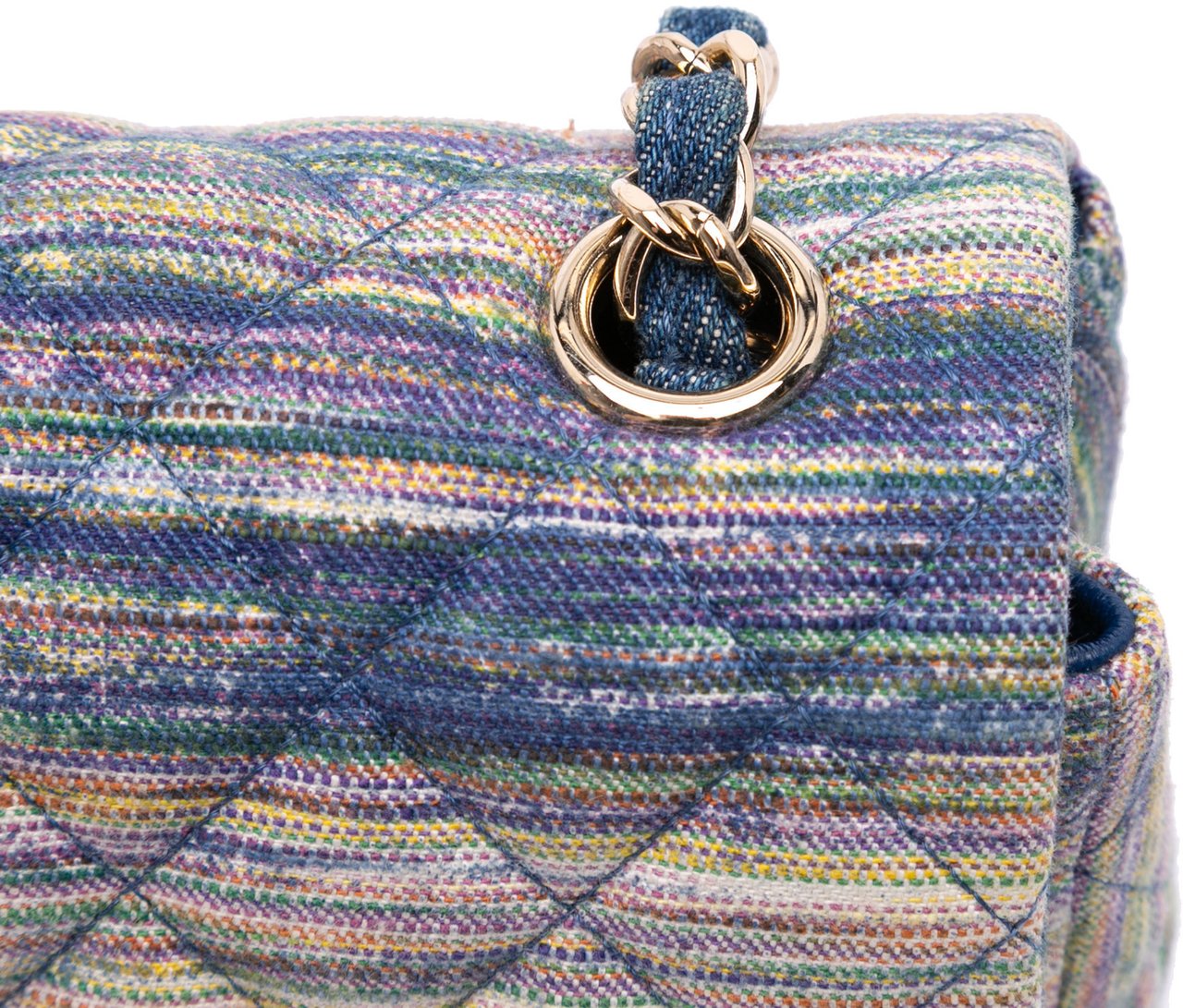 Chanel Mini Rectangular Multicolor Classic Denim Single Flap Blauw