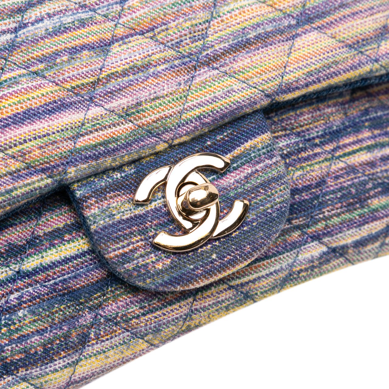 Chanel Mini Rectangular Multicolor Classic Denim Single Flap Blauw