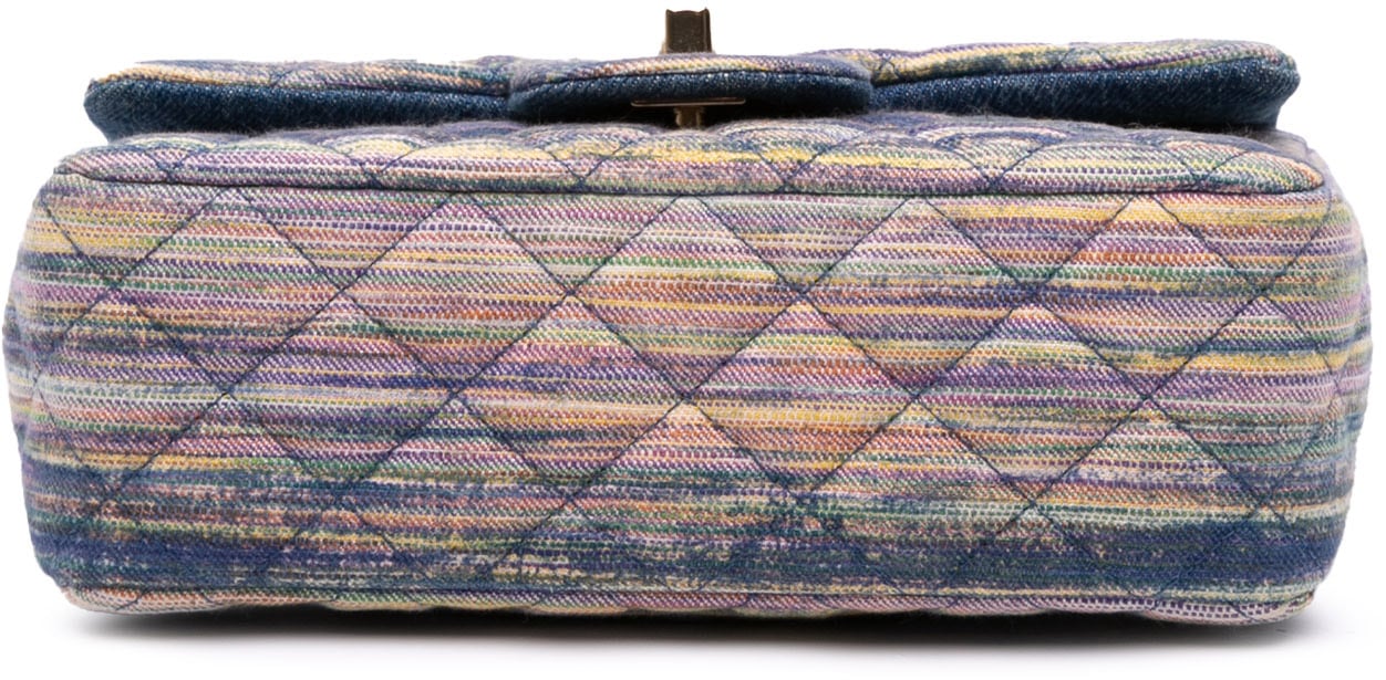 Chanel Mini Rectangular Multicolor Classic Denim Single Flap Blauw