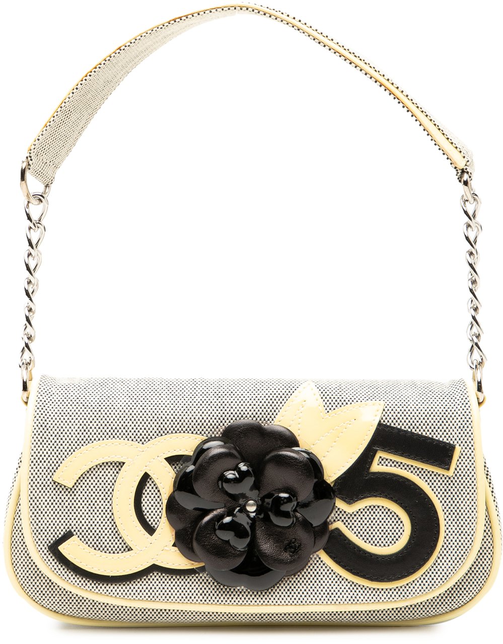 Chanel Canvas CC Camellia No. 5 Shoulder Bag Grijs