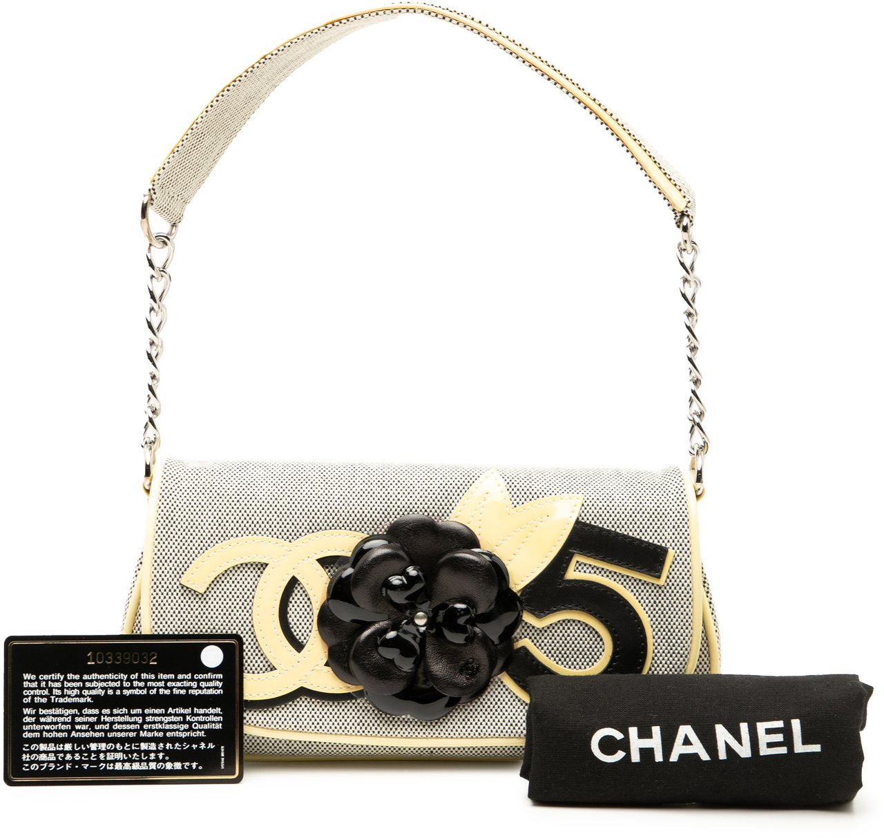 Chanel Canvas CC Camellia No. 5 Shoulder Bag Grijs
