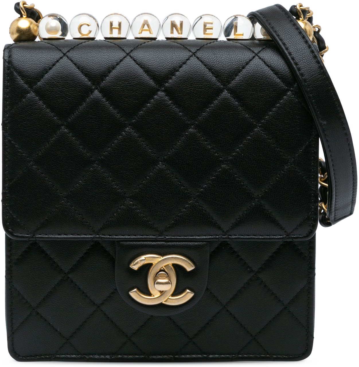 Chanel Small Lambskin Chic Pearls Flap Zwart