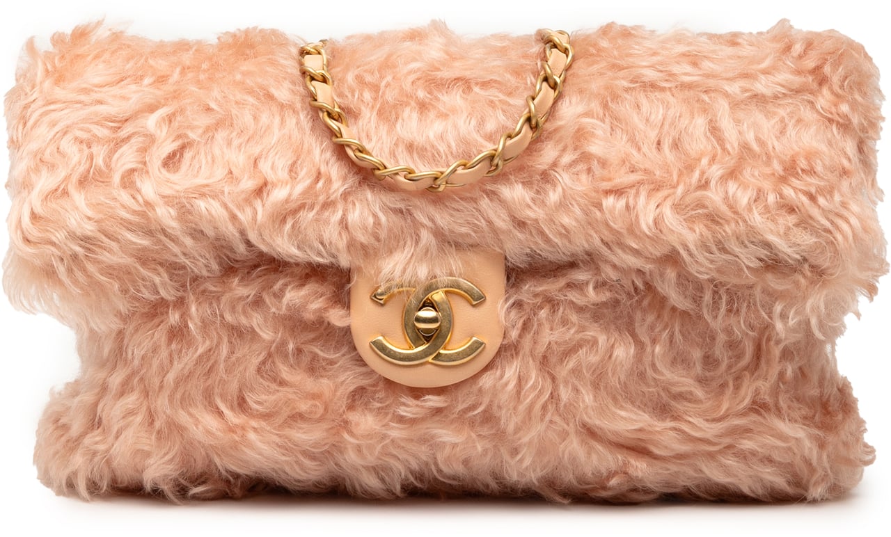 Chanel CC Fantasy Fur Clutch with Chain Roze