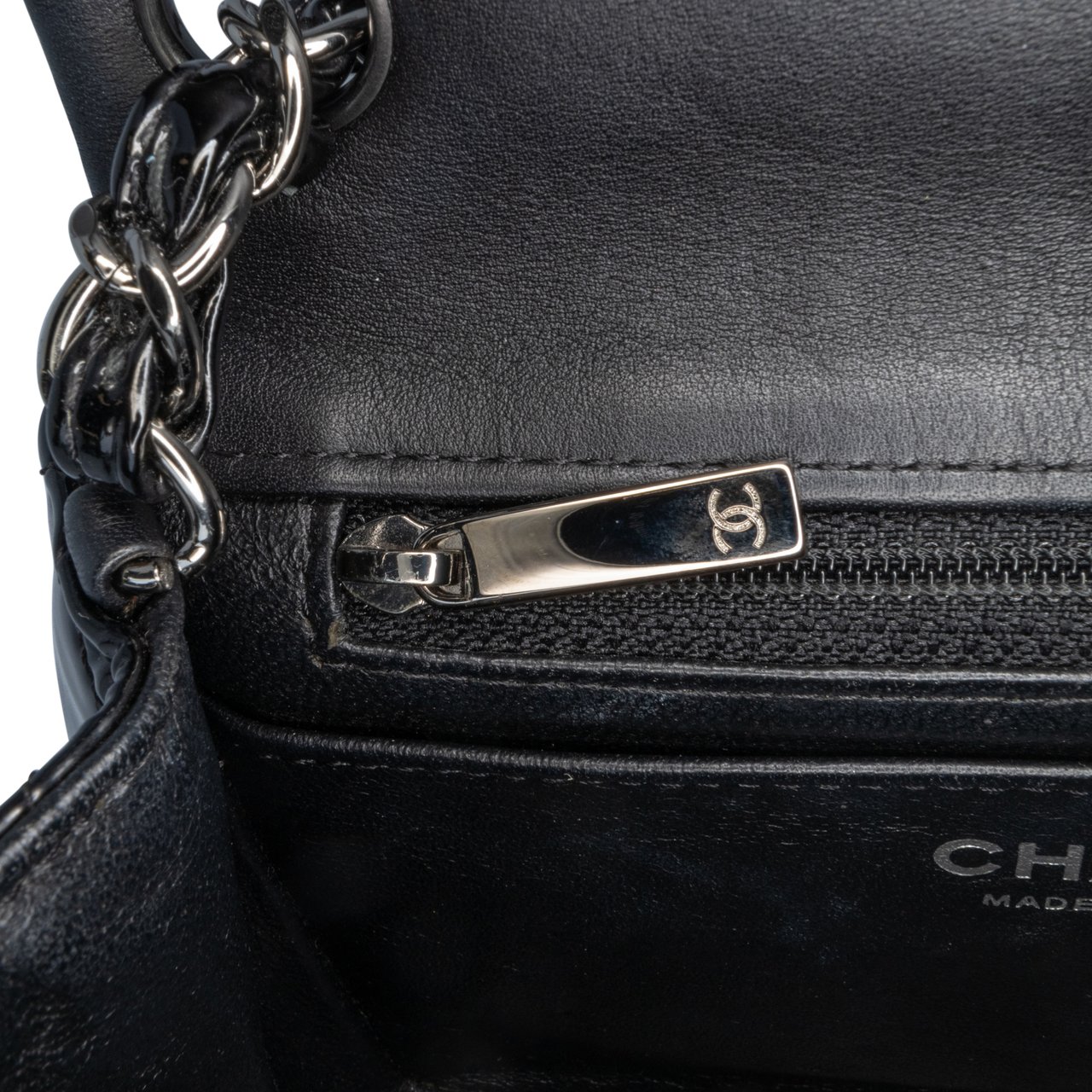 Chanel Mini Square Classic Patent Single Flap Zwart