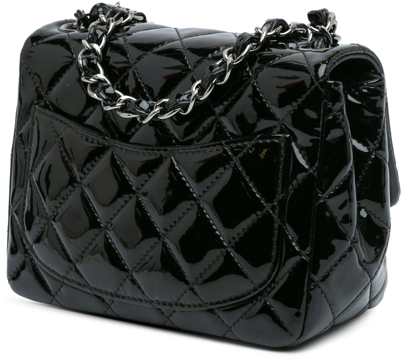 Chanel Mini Square Classic Patent Single Flap Zwart
