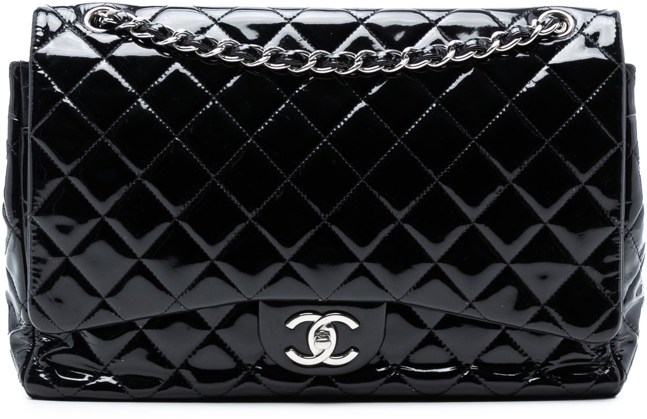 Chanel Maxi Classic Patent Double Flap Zwart