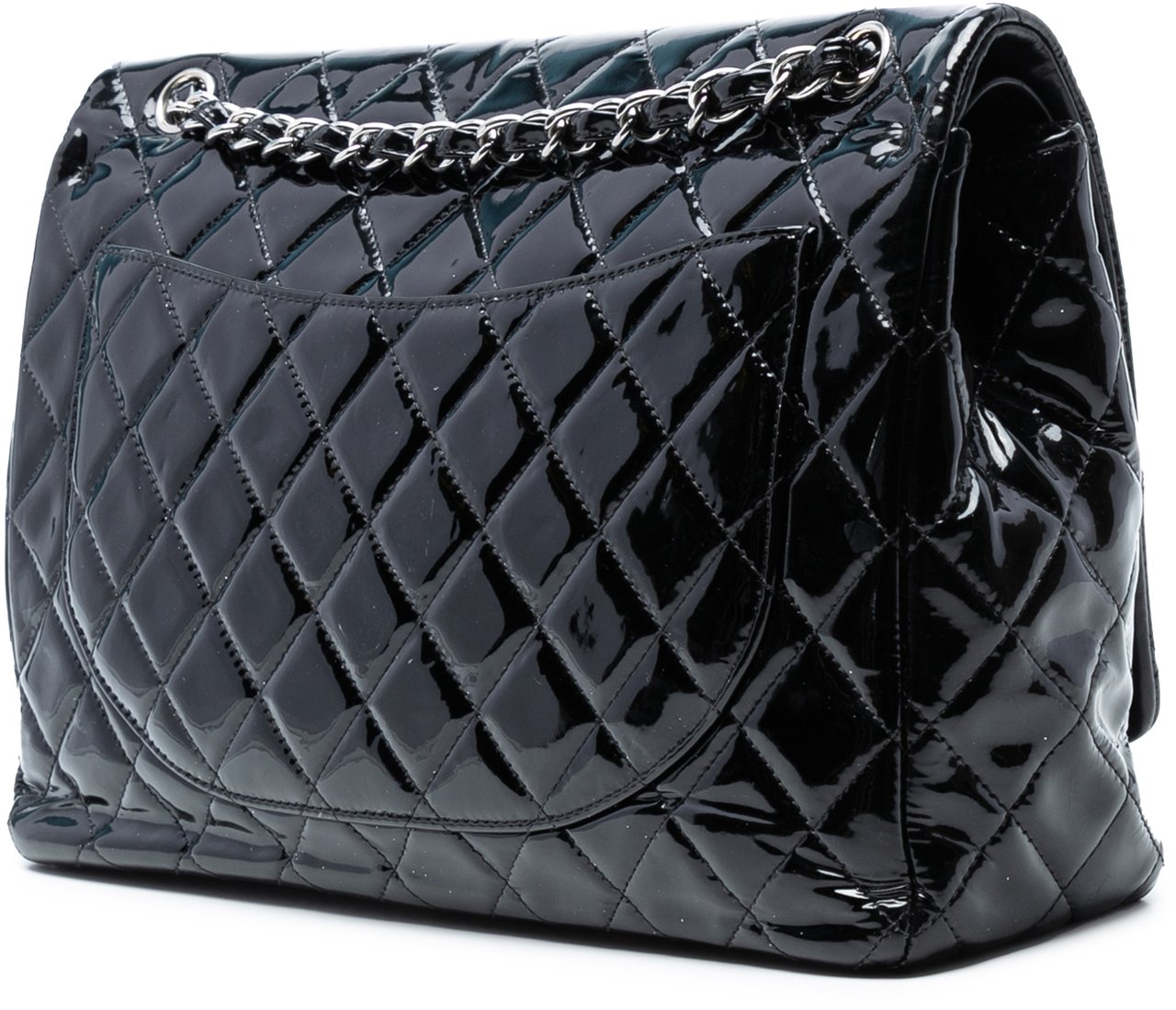 Chanel Maxi Classic Patent Double Flap Zwart