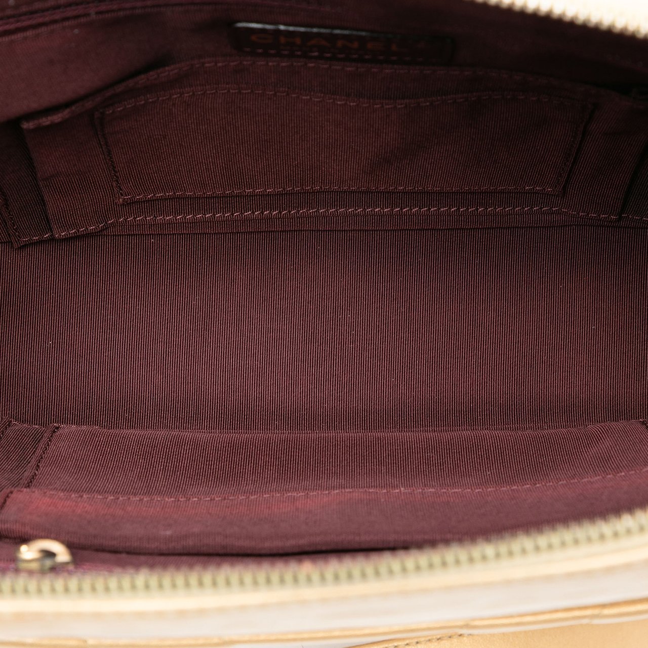 Chanel CC Chevron Lambskin Camera Shoulder Bag Goud