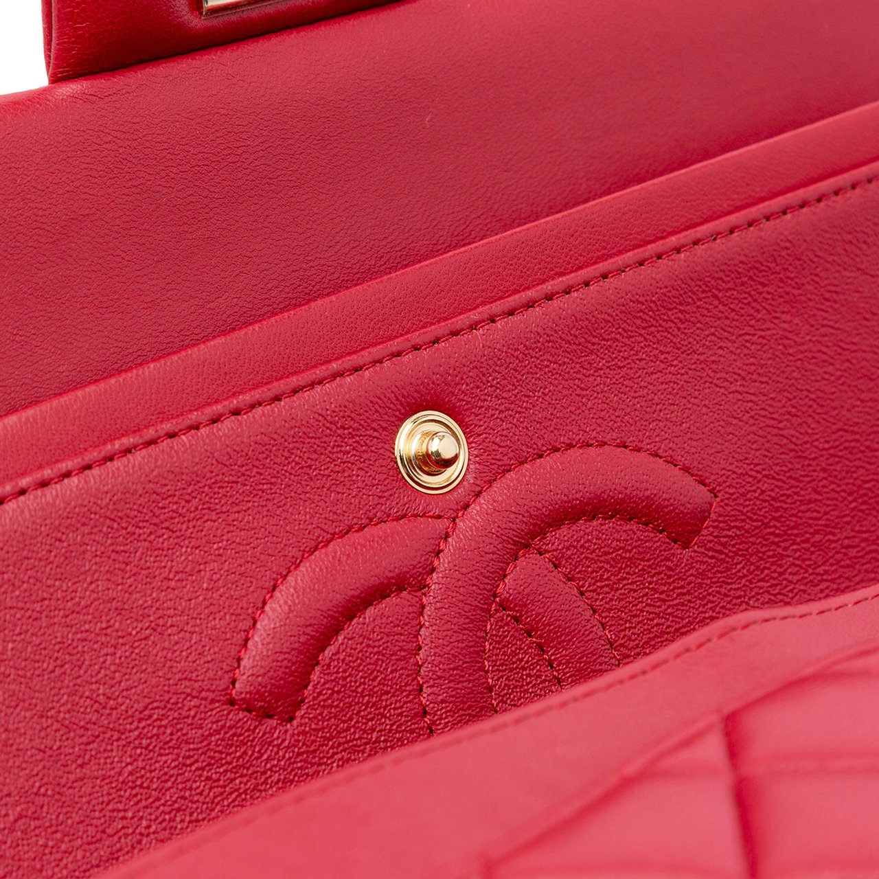 Chanel Medium Classic Lambskin Double Flap Rood
