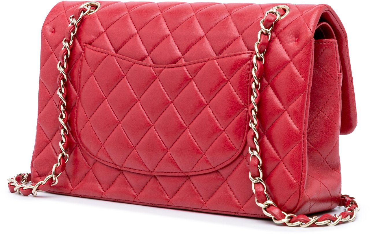 Chanel Medium Classic Lambskin Double Flap Rood