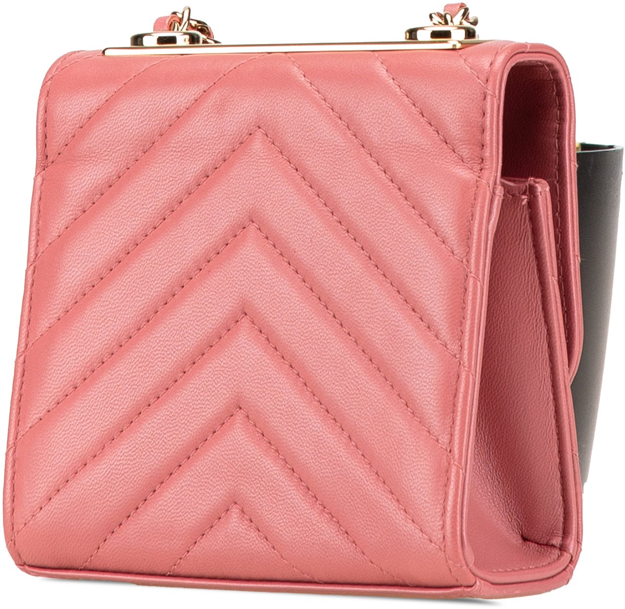 Chanel Mini Chevron Lambskin Trendy CC Chain Wallet Roze