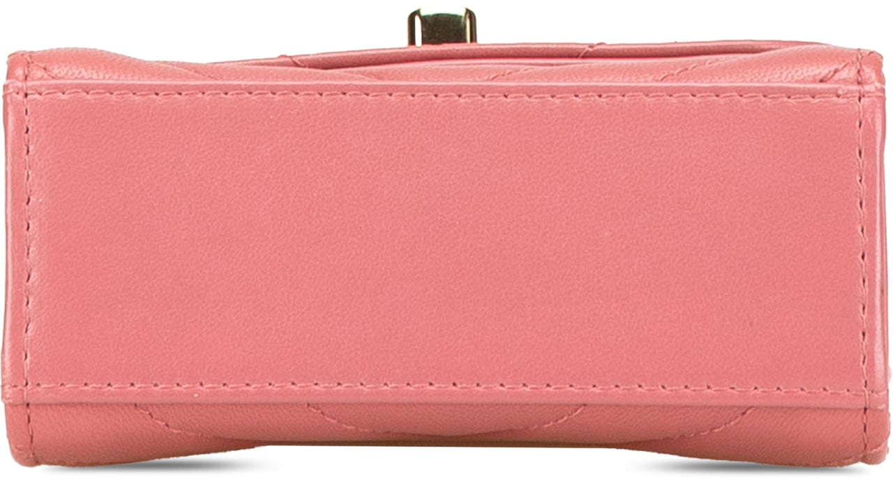 Chanel Mini Chevron Lambskin Trendy CC Chain Wallet Roze
