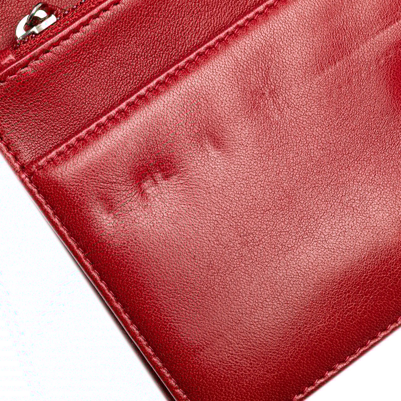 Chanel CC Calfskin Wallet On Chain Rood