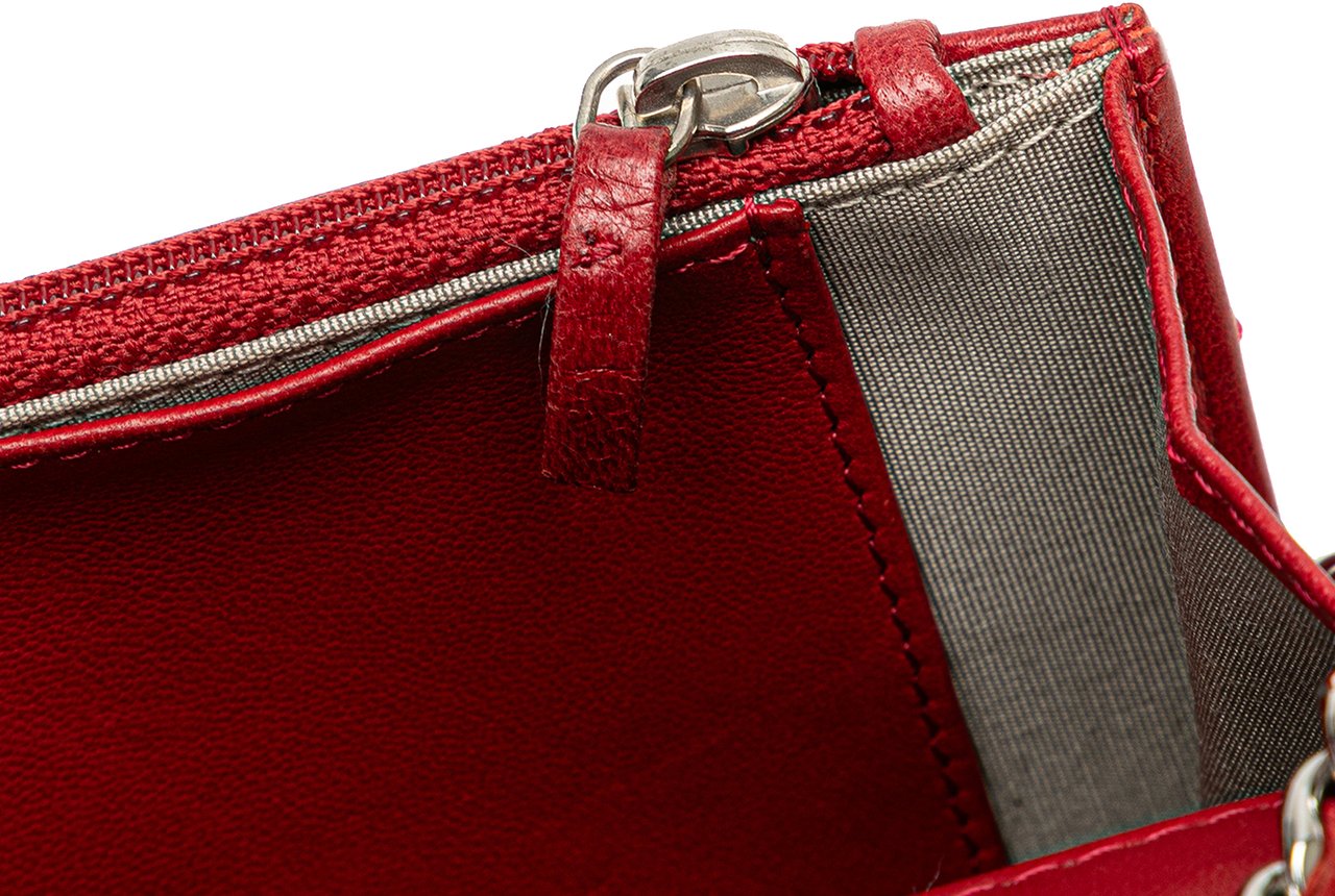 Chanel CC Calfskin Wallet On Chain Rood
