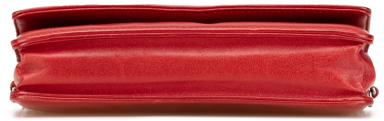 Chanel CC Calfskin Wallet On Chain Rood