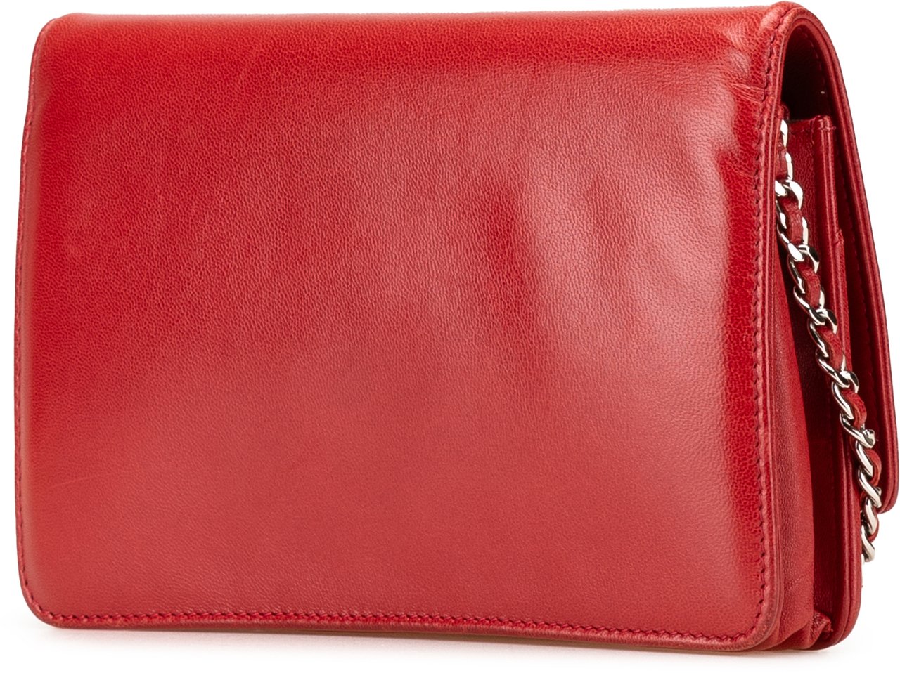 Chanel CC Calfskin Wallet On Chain Rood