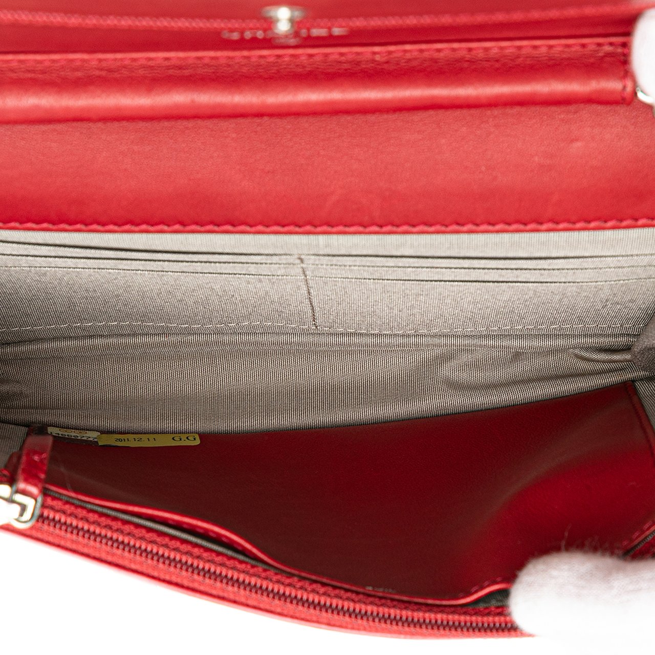 Chanel CC Calfskin Wallet On Chain Rood