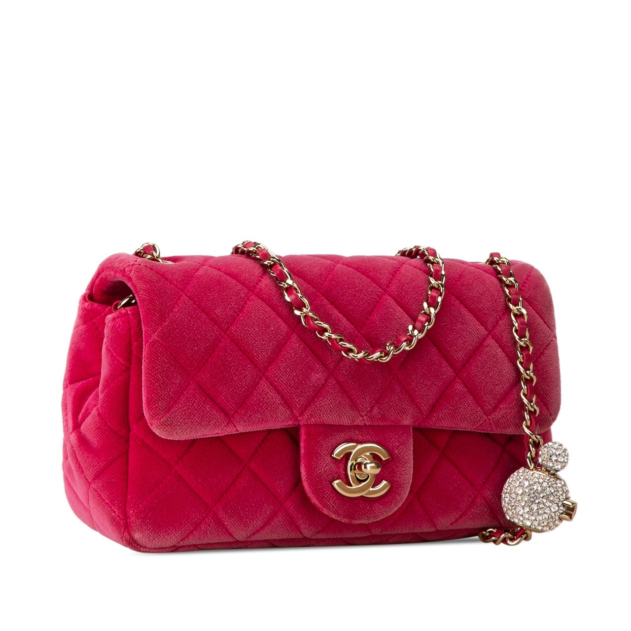 Chanel Mini Quilted Velvet Pearl Crush Single Flap Roze