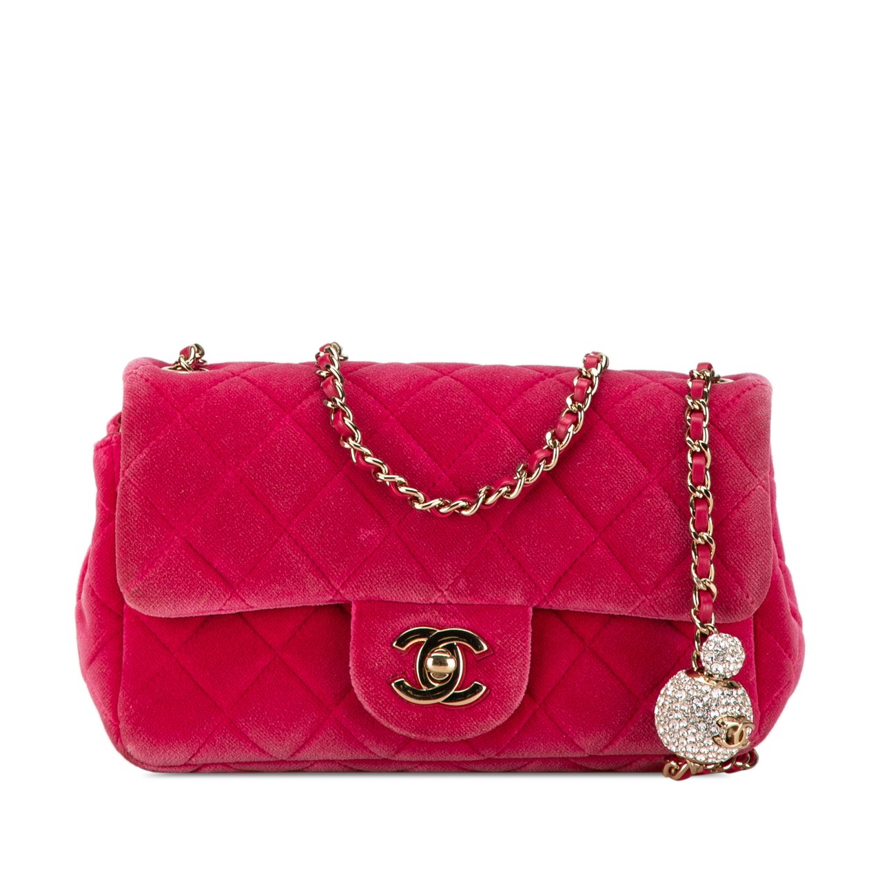 Chanel Mini Quilted Velvet Pearl Crush Single Flap Roze