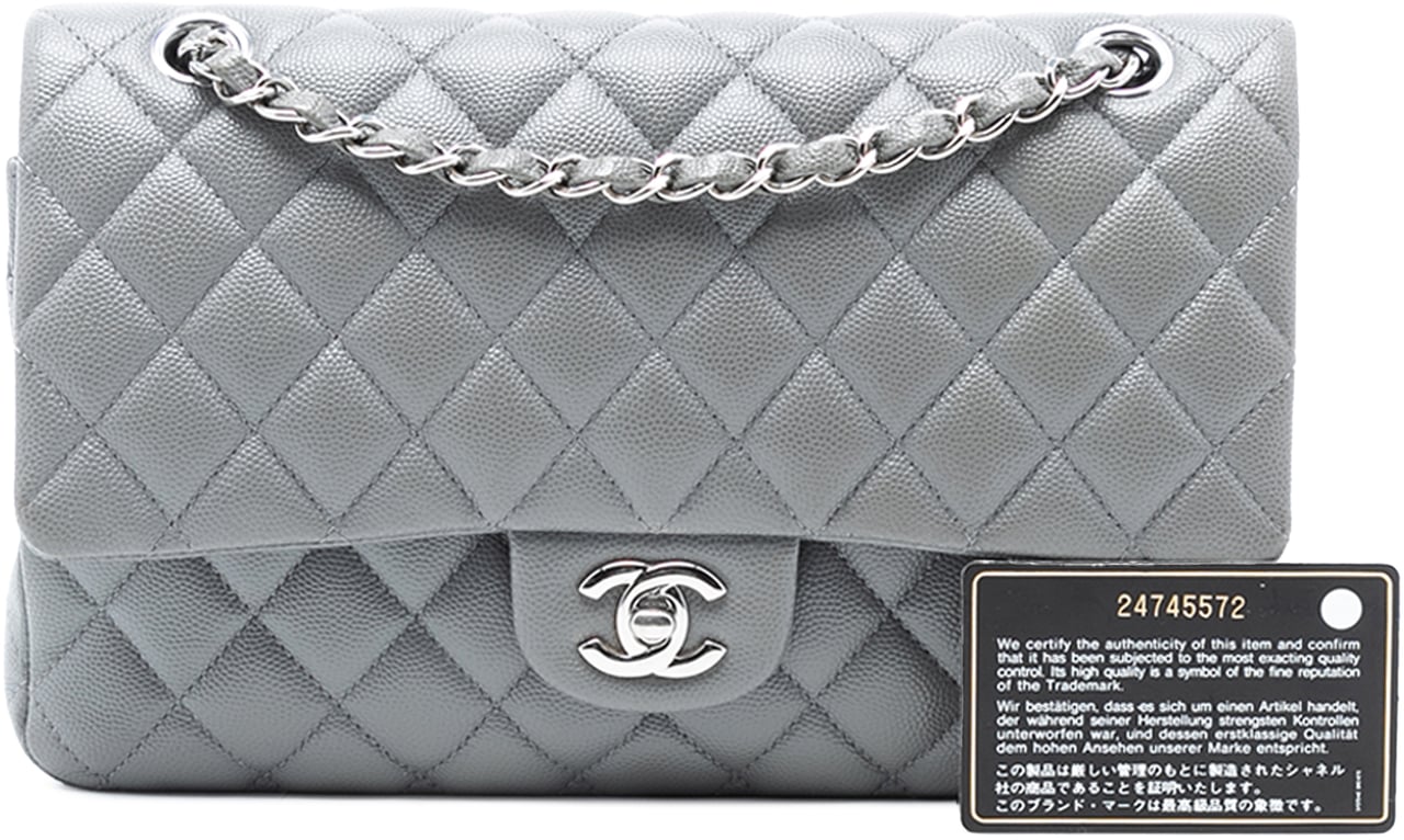 Chanel Medium Classic Caviar Double Flap Grijs