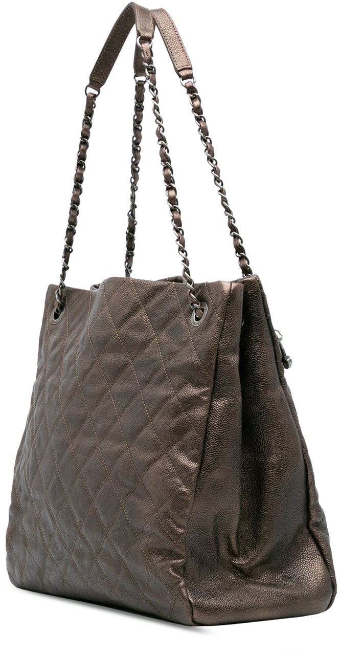Chanel Large Quilted Iridescent Caviar Chic Tall Shopping Tote Bruin