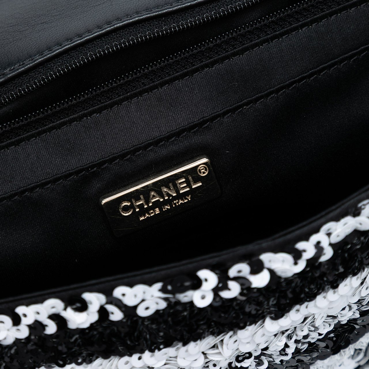 Chanel Medium Sequined Calfskin Single Flap Wit