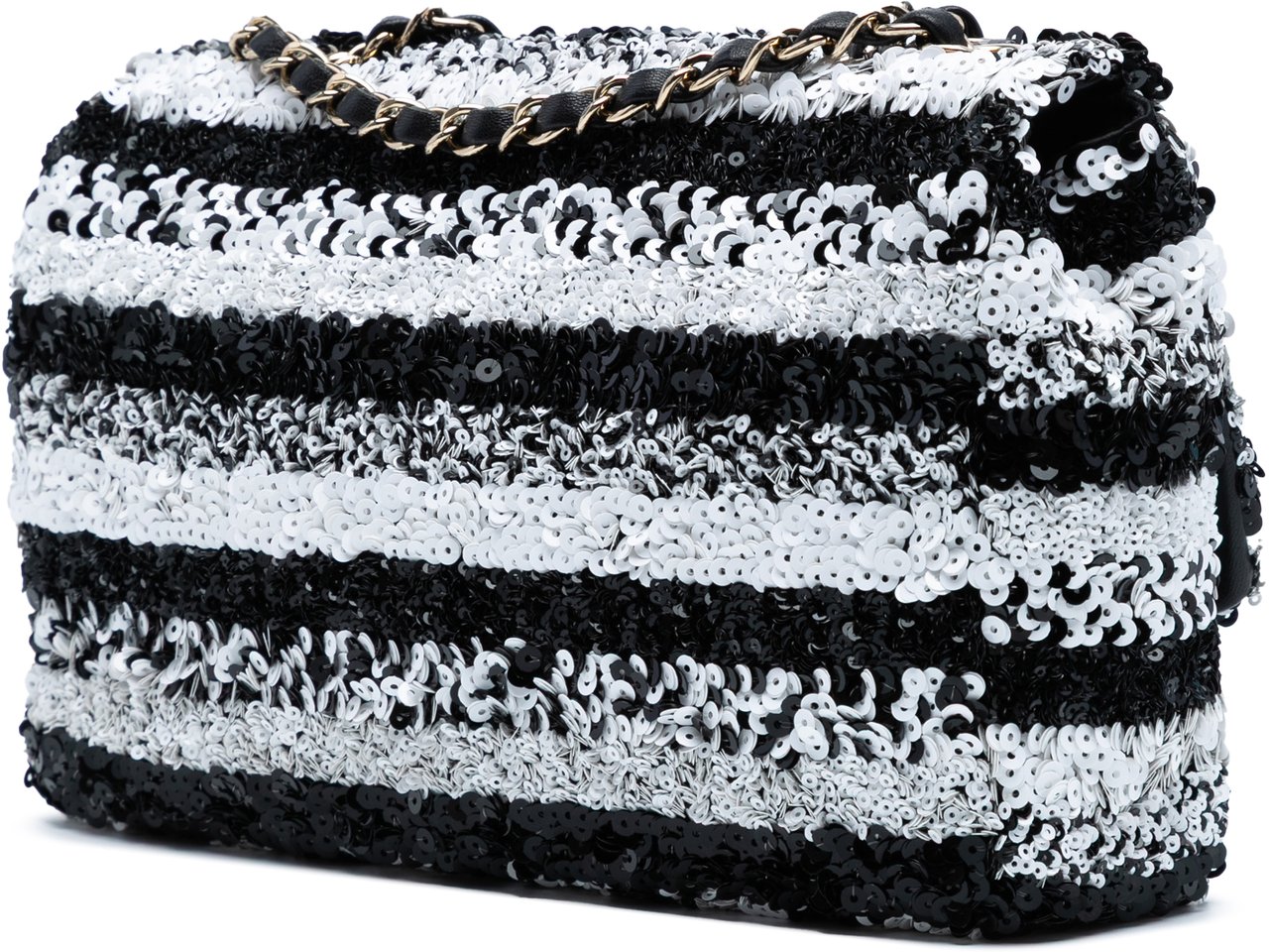 Chanel Medium Sequined Calfskin Single Flap Wit