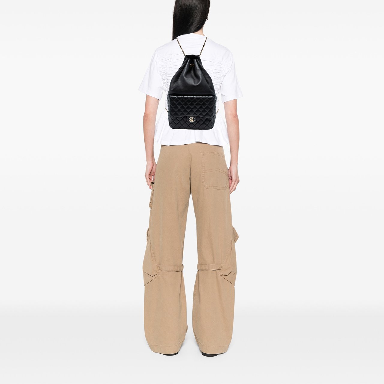 Chanel Large Quilted Lambskin In Seoul Backpack Zwart