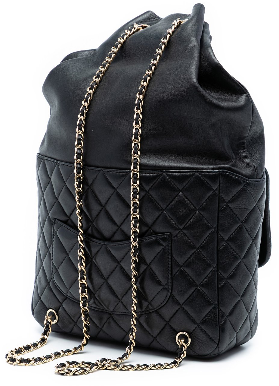 Chanel Large Quilted Lambskin In Seoul Backpack Zwart