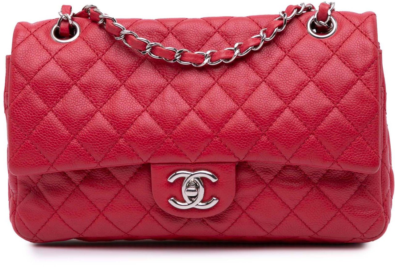 Chanel Medium Classic Caviar Double Flap Rood