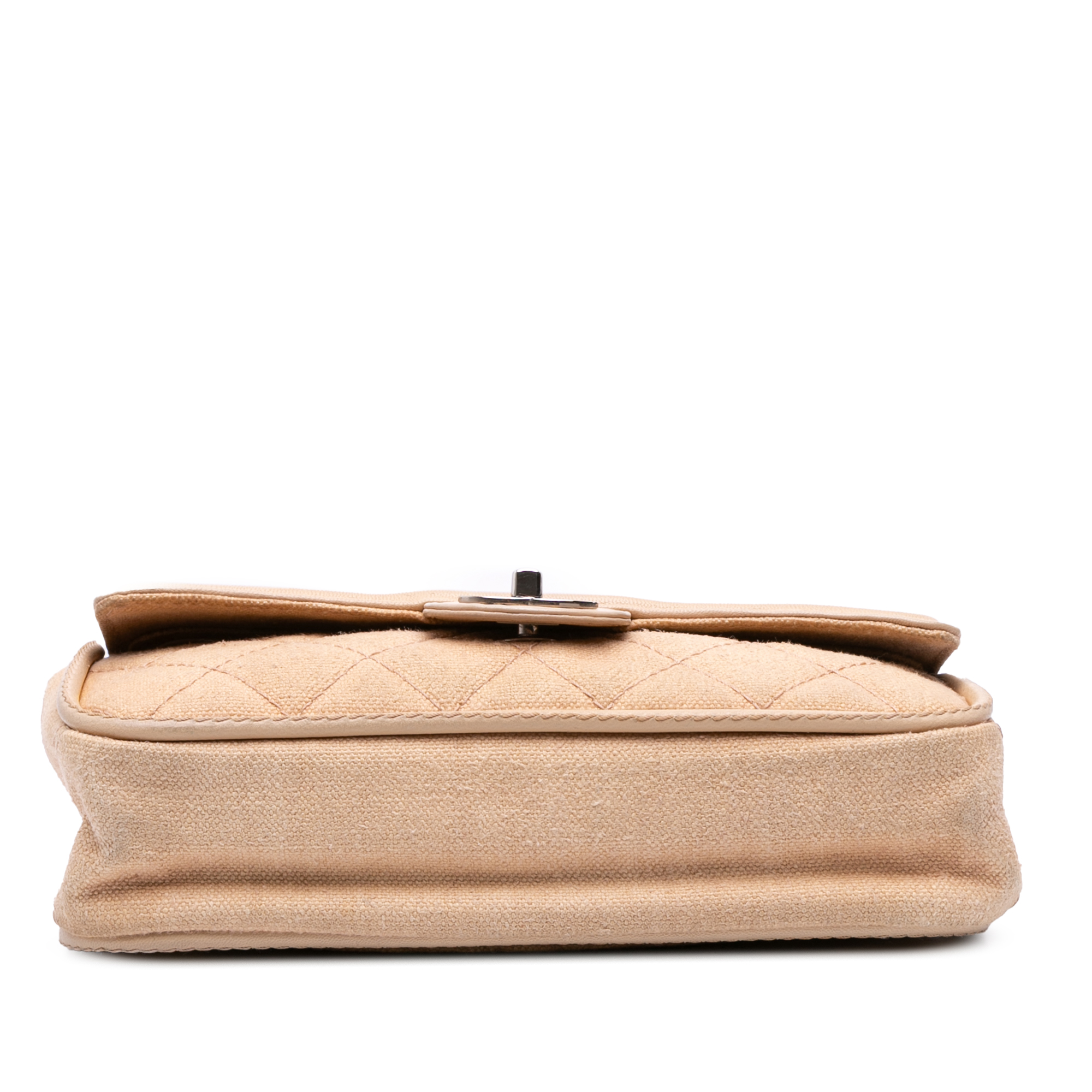 Chanel Medium Classic Lambskin Trimmed Canvas Line Double Flap Bruin