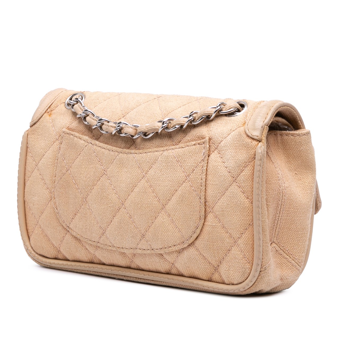 Chanel Medium Classic Lambskin Trimmed Canvas Line Double Flap Bruin