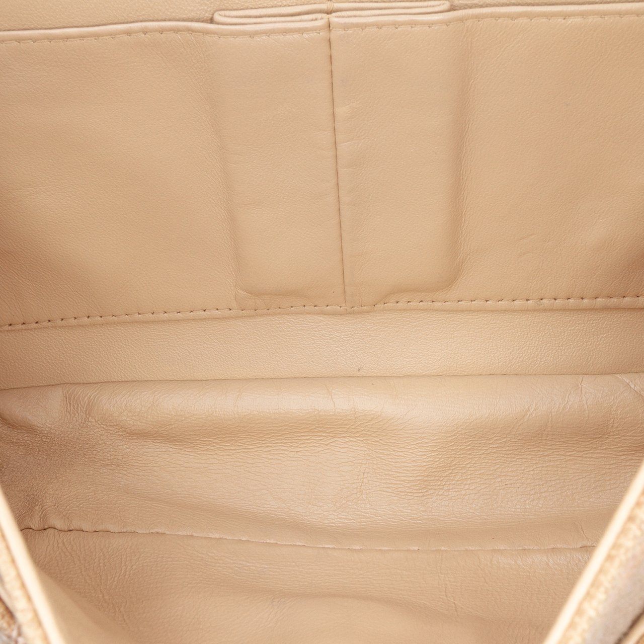 Chanel Medium Classic Lambskin Trimmed Canvas Line Double Flap Bruin
