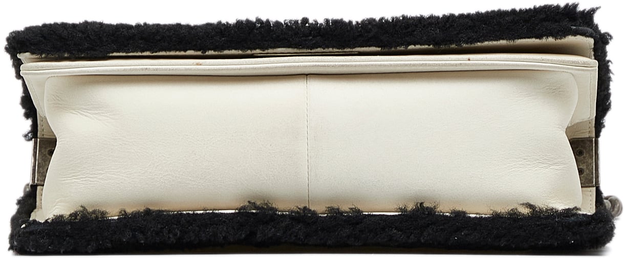 Chanel Old Medium Bicolor Shearling Boy Flap Wit