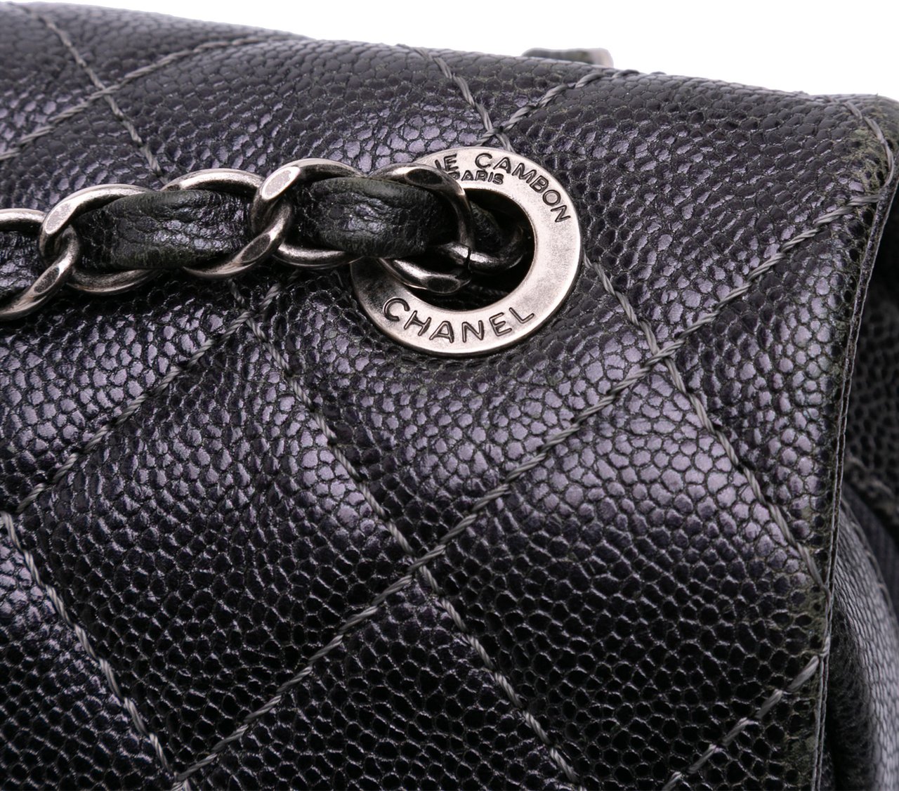 Chanel Jumbo Quilted Iridescent Caviar Easy Flap Grijs