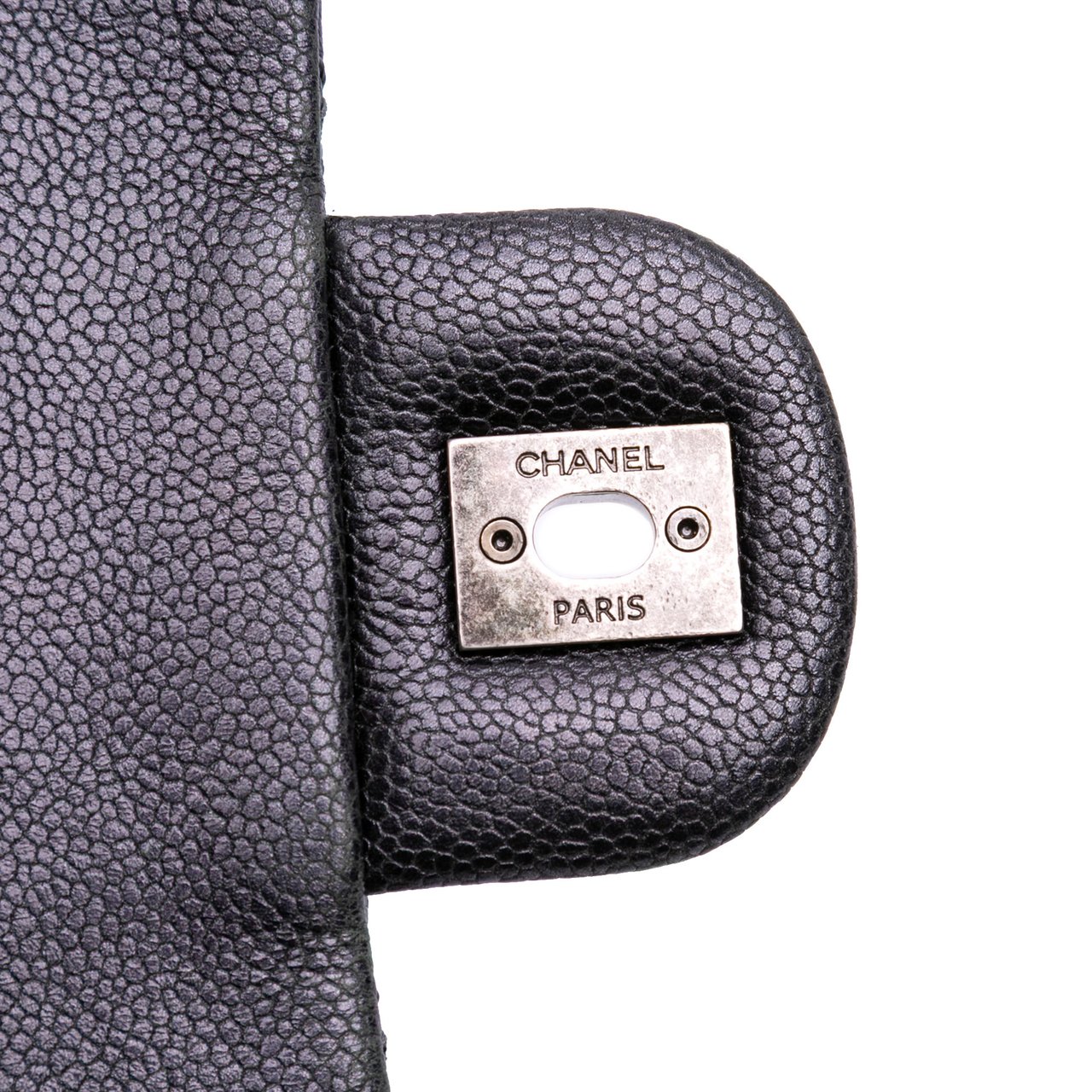 Chanel Jumbo Quilted Iridescent Caviar Easy Flap Grijs