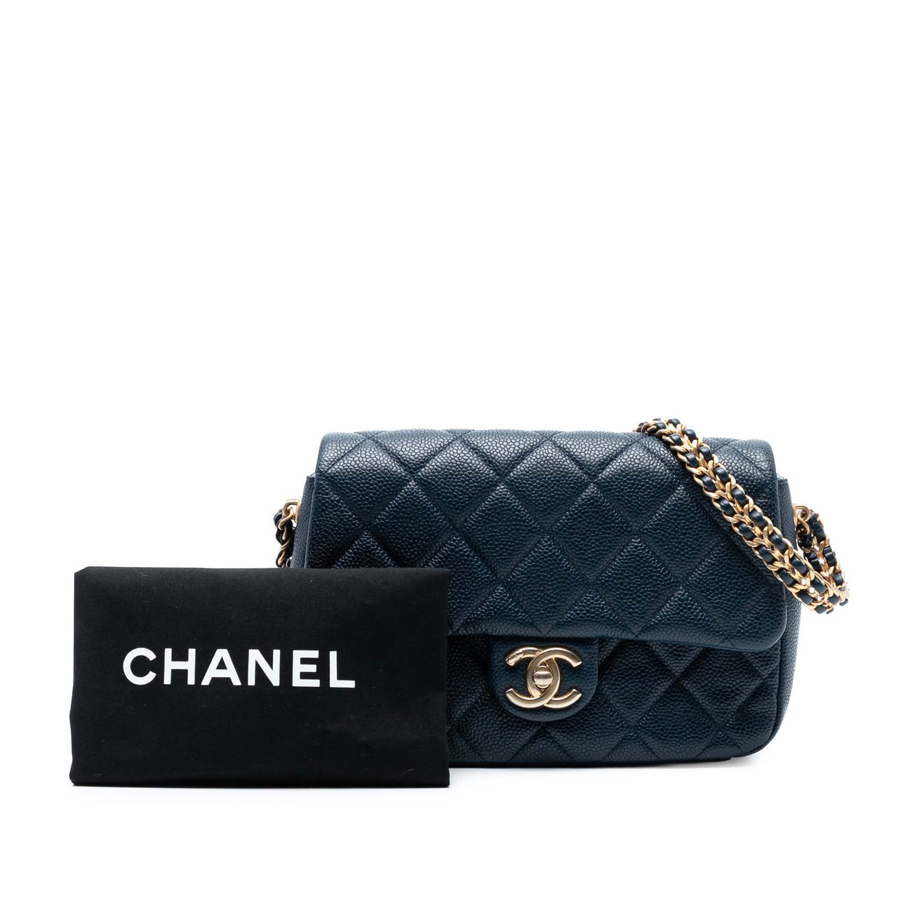 Chanel Mini Quilted Caviar Chain Soul Flap Blauw