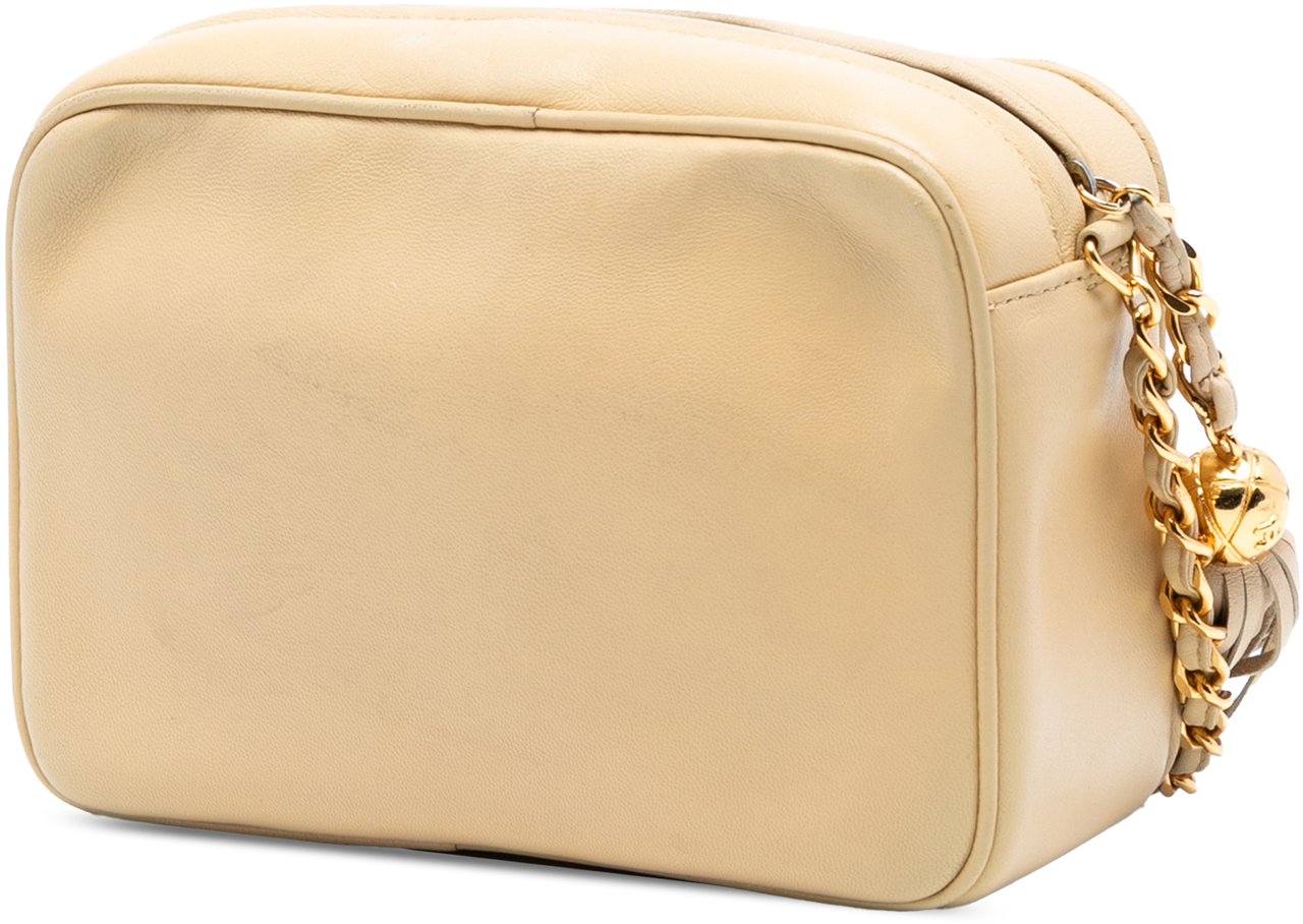 Chanel Triple CC Lambskin Tassel Chain Camera Bag Bruin