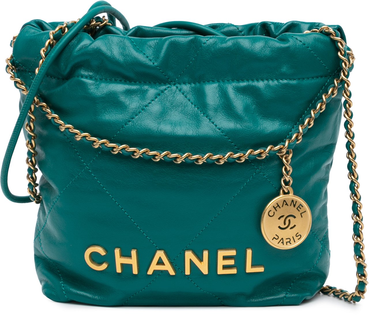 Chanel Mini Shiny Calfskin 22 Handbag Groen