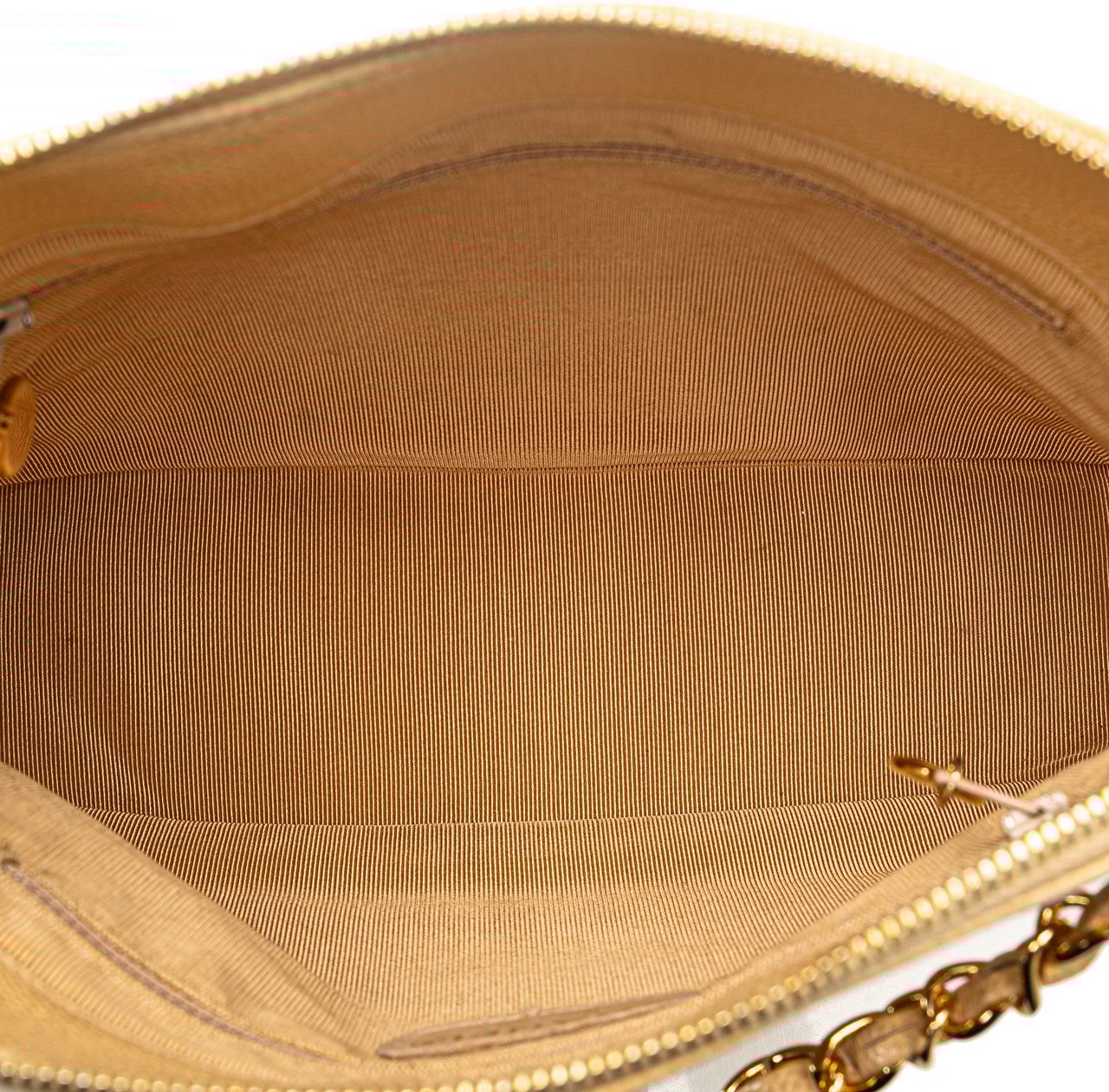 Chanel Caviar Logo Chain Shoulder Bag Geel
